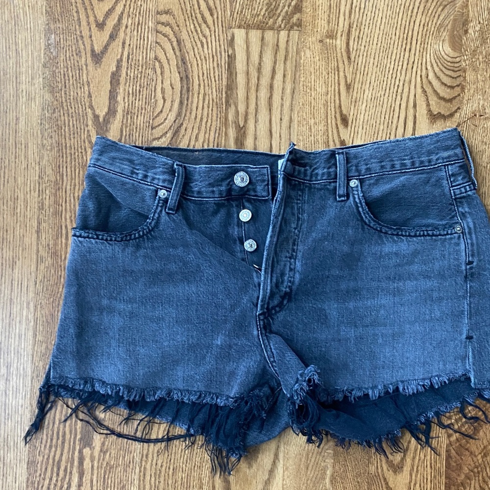 Citizens of Humanity size 28 black jean cutoff shorts premium vintage distressed